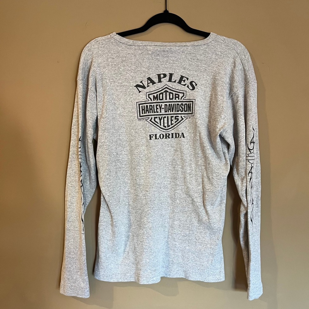 Vintage 2000 Harley-Davidson Naples Florida Long Sleeve Gray T-Shirt XL - Picture 5 of 7